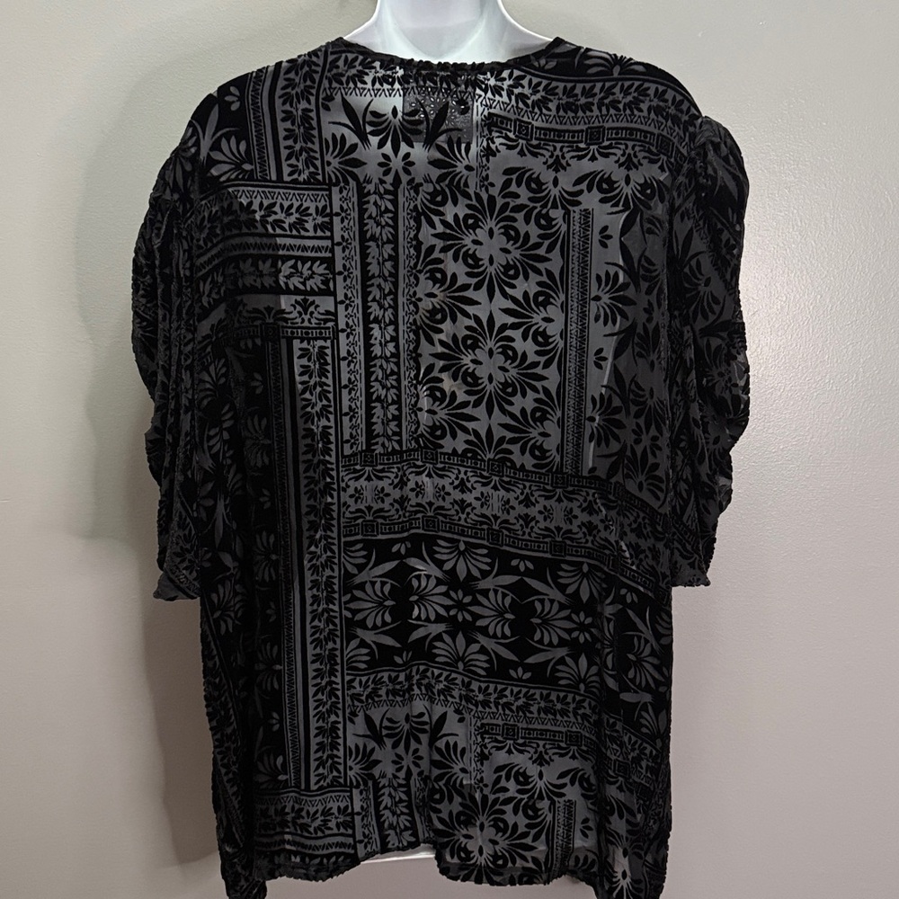 NWT Johnny Was Velvet Amatan Ruched Blouse in Black XL - Picture 3 of 7